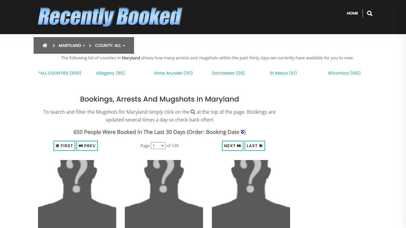 Bookings, Arrests and Mugshots in Prince Georges County, Maryland
