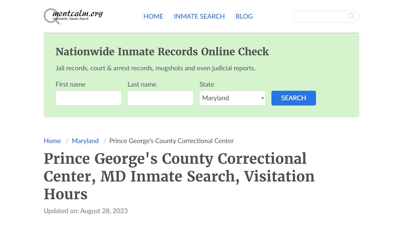 Prince George's County Correctional Center, MD Inmate Search ...